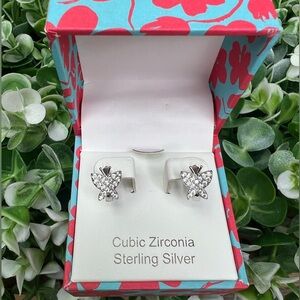 Rachel Zoe 925 Sterling Silver Cubic Zirconia Pave Butterfly Huggie Hoop Earring